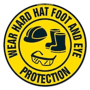 SIGNMISSION Wear Hard Hat Foot Eye Protection 16in Non-Slip Floor Marker, 16" x 16", FD-C-16-99874 FD-C-16-99874